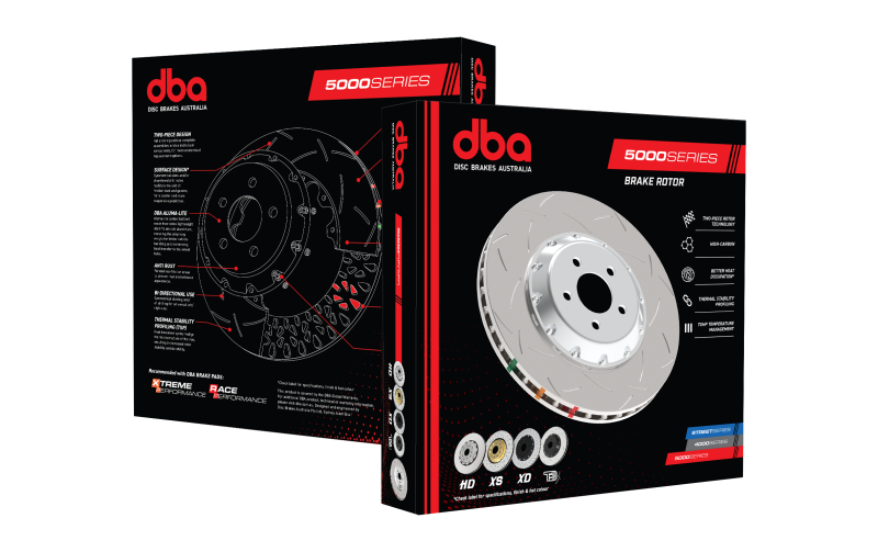 DBA 2010+ Camaro V8 SS Front Slotted 5000 Series 2 Piece Rotor Assembled w/ Black Hat