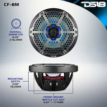 Load image into Gallery viewer, DS18 NXL-M Series Speaker w/ RGB LED Lights 8in 2-Way 125 Watts RMS 4 ohm Black Crbn Fiber w/ Cover