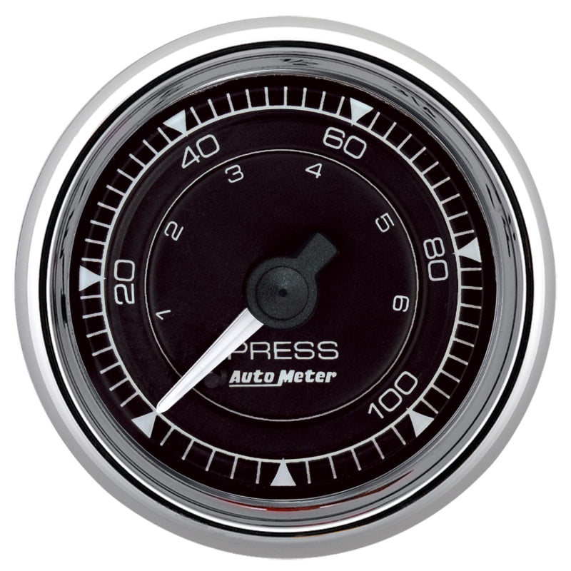 Autometer Chrono 2-1/16in 100PSI Mechanical Pressure Gauge - Chrome 9721