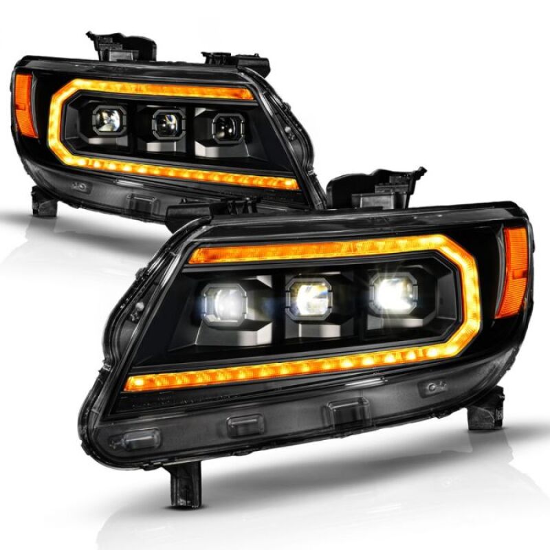 ANZO 15-22 Chevy Colorado Full LED Headlights w/ Initiation (Amber DRL) - Black - GTR Auto
