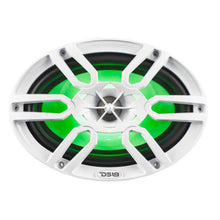 Load image into Gallery viewer, DS18 NXL Series Coaxial Marine Speaker w/ RGB Lights 6x9in 2-Way 125 Watts RMS 4 ohm White