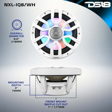 Load image into Gallery viewer, DS18 Marine 8in 2-Way 175 Watts RMS 4 ohm Digital LED Lights Bullet Tweeter Covers Included White