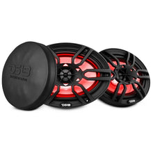 Load image into Gallery viewer, DS18 NXL Series Coaxial Marine Speaker w RGB Lights 6x9in 2-Way 125 Watts RMS 4 ohm Black w Cover