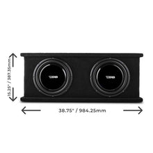 Load image into Gallery viewer, DS18 Dual 12in Shallow Subwoofer and Enclosure 700 Watts RMS Sealed Black Carpet