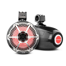 Load image into Gallery viewer, DS18 Marine And Psports Towers With Built In 8in 1in Driver 180 Watts RMS RGB LEDs Blk Crbn Fiber