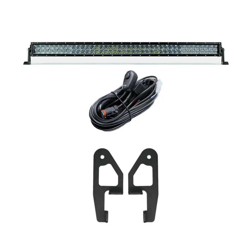 Cali Raised 10-24 Toyota 4Runner Roof Rack Front Light Bar Kit - 42in White Dual Row SPOT Beam CR4288