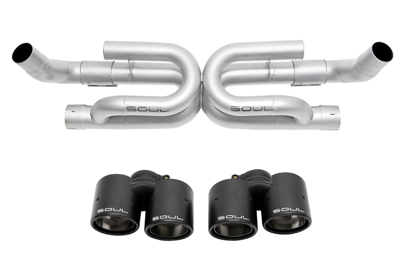 SOUL 17-19 Porsche 991.2 Carrera (non-PSE) Perf. Exhaust w/ Drone Tubes - S Model - CF Tips
