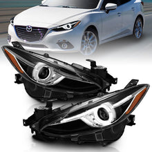Load image into Gallery viewer, ANZO Projector Headlights With Halo Black w/Amber 14-17 Mazda 3 - GTR Auto