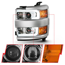 Load image into Gallery viewer, ANZO 2015-2016 Chevrolet Silverado Projector Headlights w/ Plank Style Design Chrome w/ Amber - GTR Auto