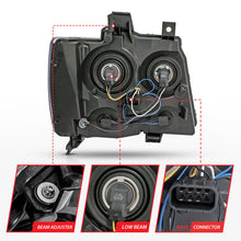 Load image into Gallery viewer, ANZO 2007-2014 Chevrolet Tahoe/Suburban Crystal Headlights Black - GTR Auto