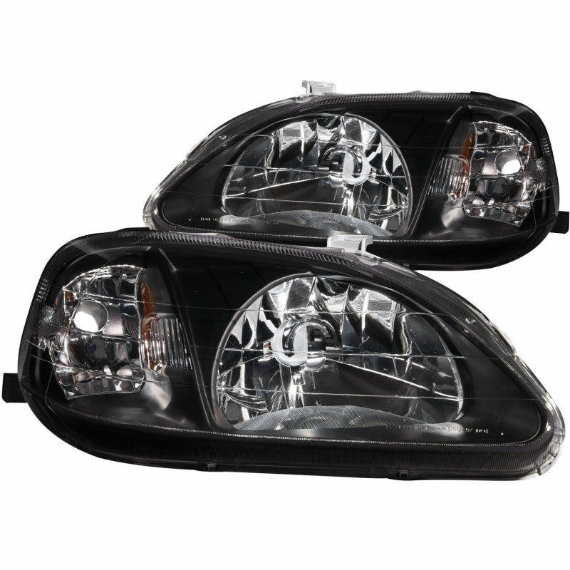 ANZO 1999-2000 Honda Civic Crystal Headlights Black - GTR Auto