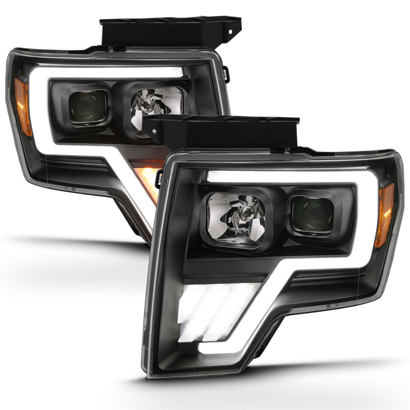 ANZO 2009-2013 Ford F-150 Projector Light Bar G4 Switchback Headlights Black Amber - GTR Auto