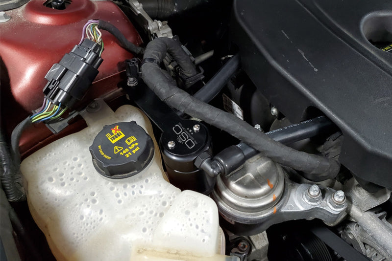 J&L 13-19 Ford Fusion 1.5L EcoBoost Oil Separator 3.0 Passenger Side - Black Anodized - GTR Auto