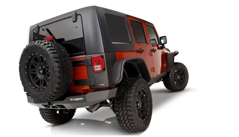 Bushwacker 07-18 Jeep Wrangler Unlimited Flat Style Flares 4pc 4-Door Sport Utility Only - Black - GTR Auto