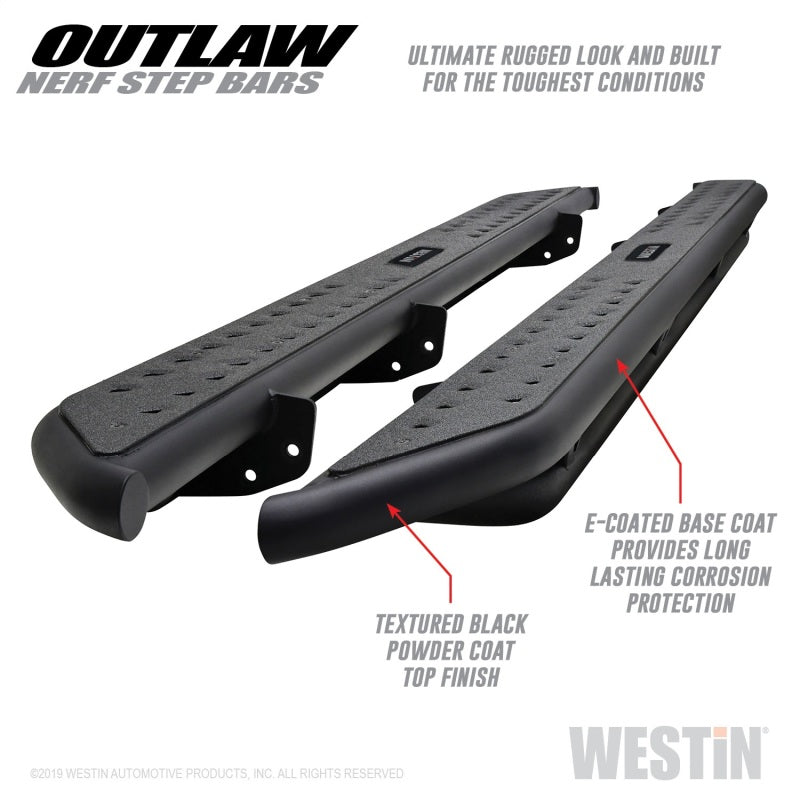 Westin 14-18 Chevrolet/GMC Silv/Seirra 1500 Double Cab Outlaw Nerf Step Bars - Textured Black - GTR Auto