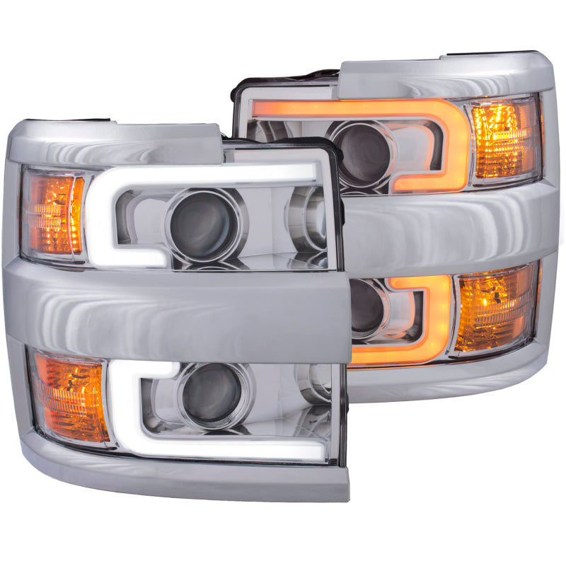 ANZO Projector Headlights 15-17 Chevrolet Silverado 2500HD / 3500HD Chrome w/ Chrome Rim - GTR Auto