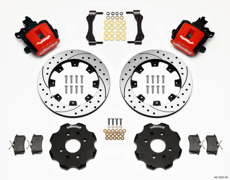 Wilwood Combination Parking Brake Rear Kit 12.19in Drilled Red Civic / Integra Disc 2.39 Hub Offset - GTR Auto
