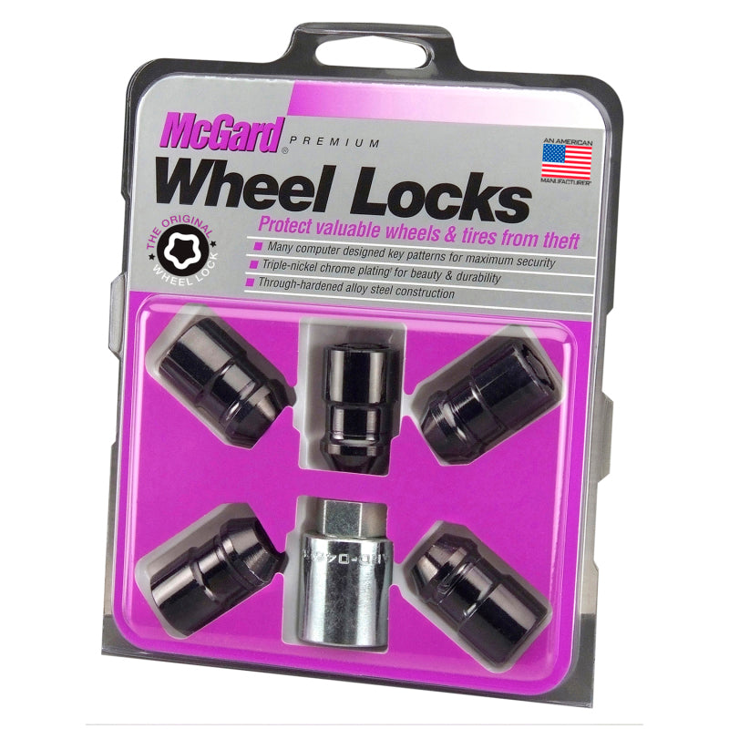 McGard Wheel Lock Nut Set - 5pk. (Cone Seat) M12X1.5 / 3/4 Hex / 1.46in. Length - Black - GTR Auto