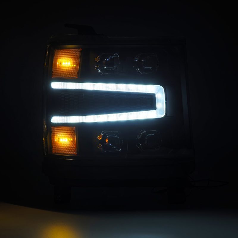 AlphaRex 16-18 Chevy 1500HD NOVA-Series LED Proj Headlights BK w/Actv Lgt/SeqSig & DRL (Req 810023) - GTR Auto