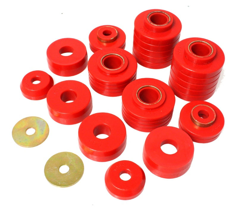 Energy Suspension 80-98 Ford F250/F350 / 80-92 Ford F100/F150 / 85-98 Ford F450 Red Body Mount Set - GTR Auto