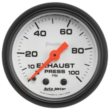 Load image into Gallery viewer, Autometer Phantom 2-1/16in 0-100 PSI Mechanical Exhaust (Drive) Pressure Gauge