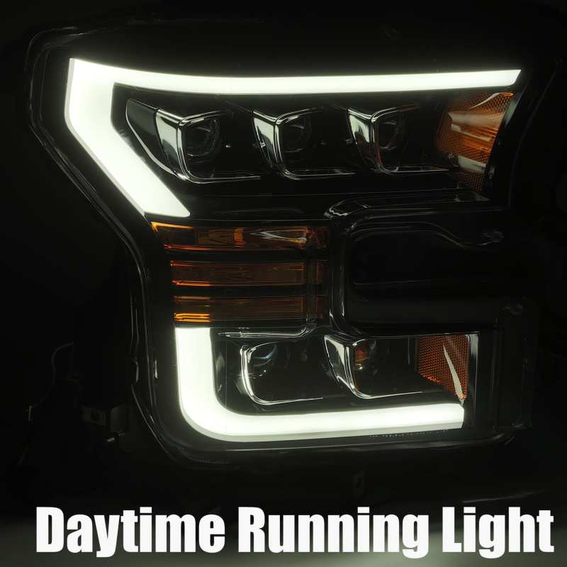 AlphaRex 17-20 Ford Raptor NOVA LED Proj Headlights Plank Style Matte Black w/Activ Light/Seq Signal - GTR Auto