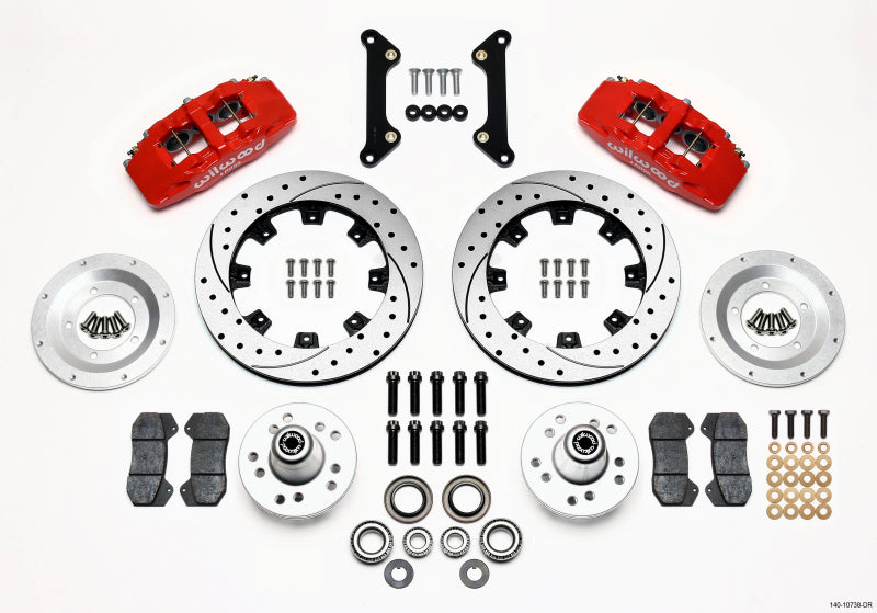 Wilwood Dynapro 6 Front Hub Kit 12.19in Drilled Red 70-78 Camaro - GTR Auto