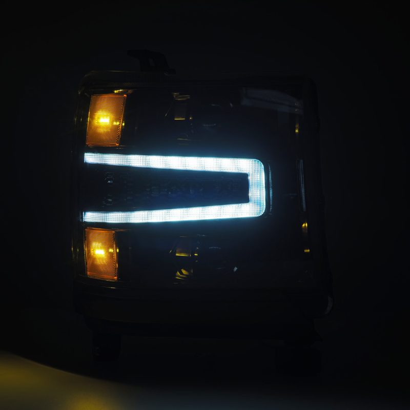 AlphaRex 16-18 Chevy 1500HD LUXX LED Proj Headlights Alpha-BK w/Seq Atv Lgt / SeqSig (Req PN 810023) - GTR Auto