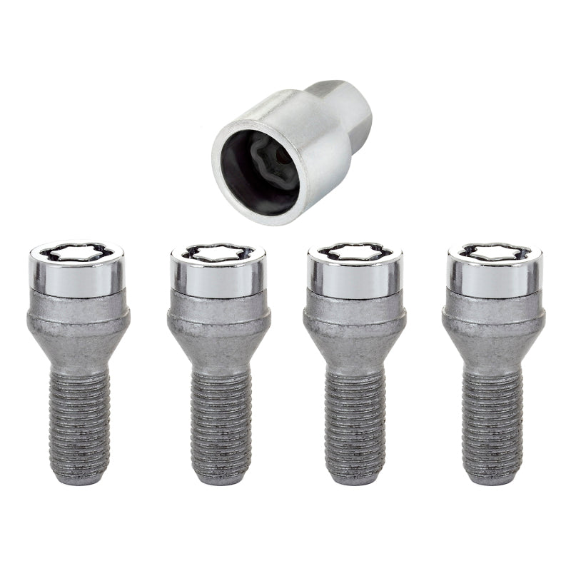 McGard Wheel Lock Bolt Set - 4pk. (Cone Seat) M14X1.25 / 17mm Hex / 27.3mm Shank Length - Chrome - GTR Auto