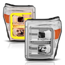 Load image into Gallery viewer, ANZO 11-16 Ford F-250/F-350/F-450 Projector Headlights w/ Plank Style Switchback Chrome w/Amber - GTR Auto