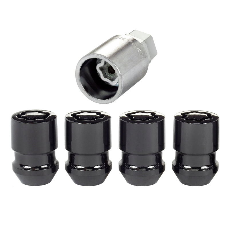 McGard Wheel Lock Nut Set - 4pk. (Cone Seat) 1/2-20 / 3/4 & 13/16 Dual Hex / 1.28in. Length - Black - GTR Auto