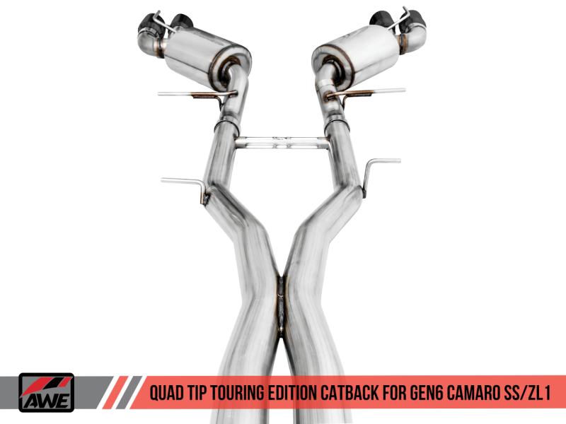 AWE Tuning 16-24 Chevy Camaro SS Non-Res Cat-Back Exhaust -Touring Edition (Quad Diamond Black Tips) 3020-43076