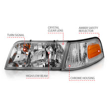 Load image into Gallery viewer, ANZO 1998-2005 Ford Crown Victoria Crystal Headlight Chrome With Bumper Light (OE) - GTR Auto