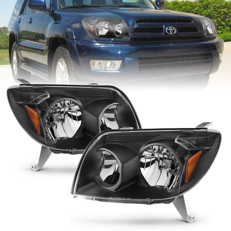 ANZO 2003-2005 Toyota 4Runner Crystal Headlights Black - GTR Auto