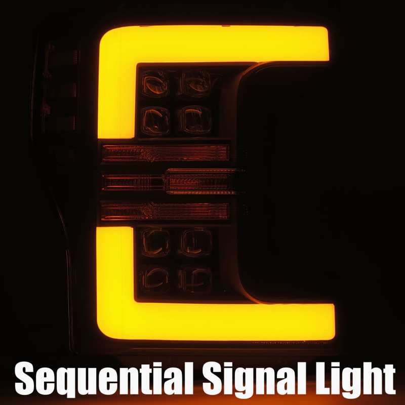 AlphaRex 17-19 Ford F-250 SD NOVA LED Proj Headlights Plank Style Gloss Blk w/Activ Light/Seq Signal - GTR Auto