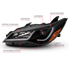 Load image into Gallery viewer, ANZO Projector Headlights With Plank Style Design Black w/Amber 15-16 Toyota Camry (4DR) 121518