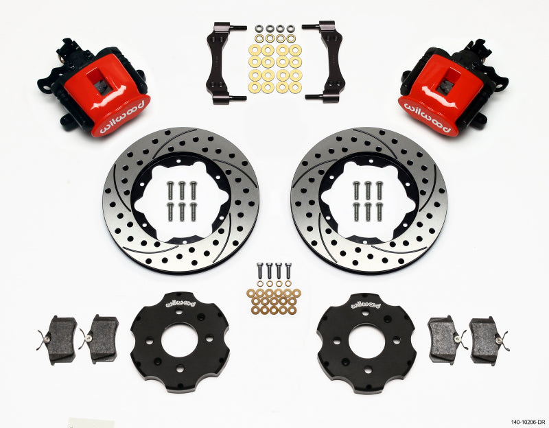 Wilwood Combination Parking Brake Rear Kit 11.00in Drilled Red Civic / Integra Disc 2.39 Hub Offset - GTR Auto