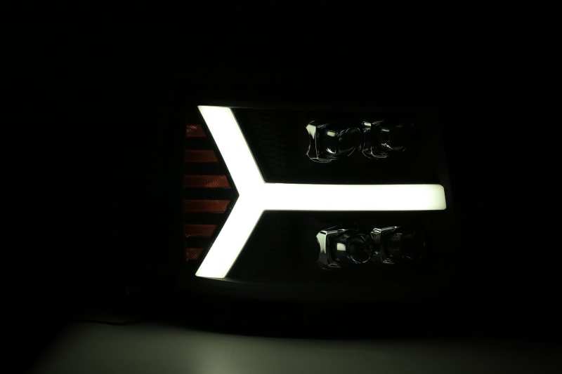 AlphaRex 07-13 Chevy 1500HD(NewBody) NOVA LED Proj Headlight Plank Sty Glos Blk w/Activ Lite/Seq Sig - GTR Auto
