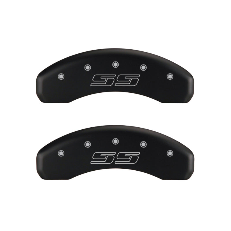 MGP 4 Caliper Covers Engraved Front & Rear Avalanche style/SS Red finish silver ch - GTR Auto