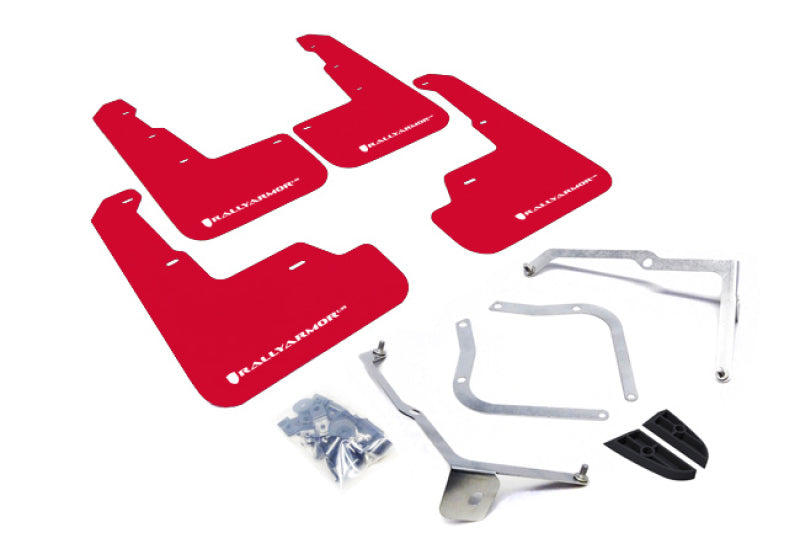 Rally Armor 15-21 Subaru WRX/STI Red UR Mud Flap w/White Logo - GTR Auto