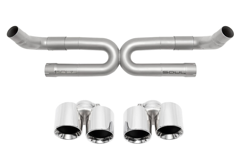SOUL 17-19 Porsche 991.2 Carrera (non-PSE) Perf. Exhaust w/o Drone Tubes - S Mod. - Pol. Chrome Tips