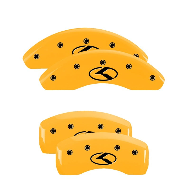 MGP 4 Caliper Covers Engraved Front & Rear MGP Yellow Finish Black Char 2017 Honda Civic
