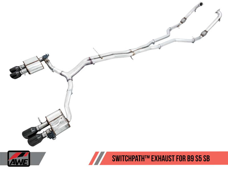 AWE Tuning Audi B9 S5 Sportback SwitchPath Exhaust - Non-Resonated (Black 102mm Tips) - GTR Auto