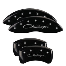 Load image into Gallery viewer, MGP 4 Caliper Covers Engraved Front &amp; Rear Cursive/Challenger Black finish silver ch - GTR Auto