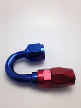 Load image into Gallery viewer, Fragola -10AN Fem x -8AN Hose 180 Degree Reducing Hose End - Blue/Red