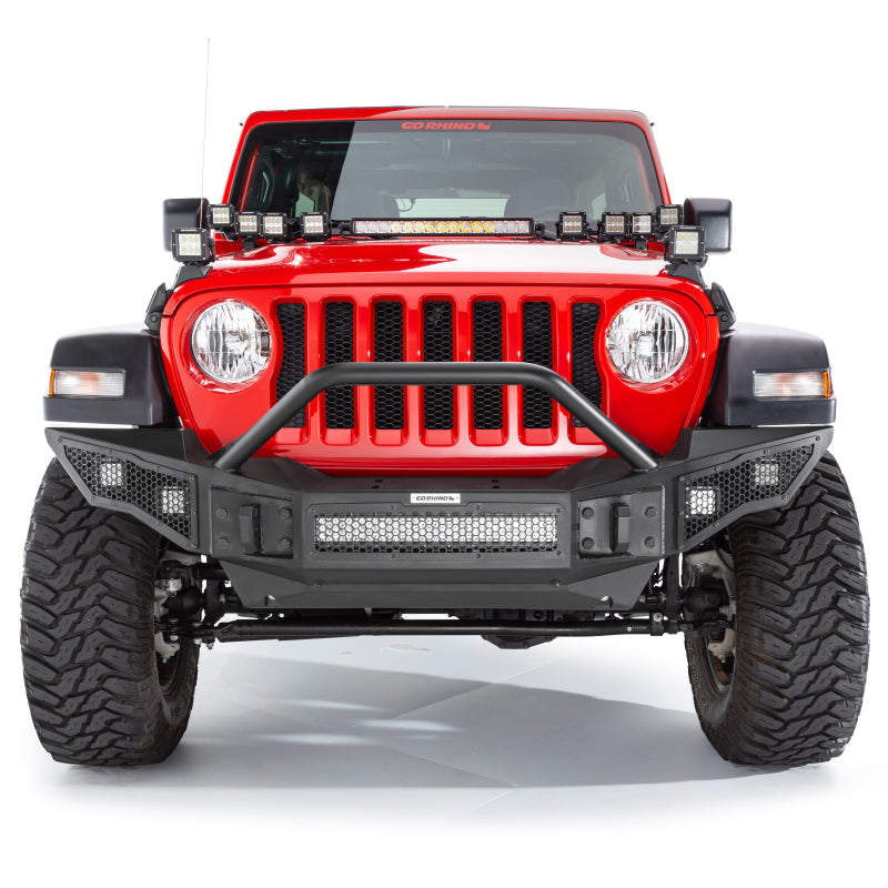 Go Rhino 07-20 Jeep Wrangler JL/JLU/JK/JKU/Gladiator JT Rockline Full Width Bumper w/ Overrider - GTR Auto