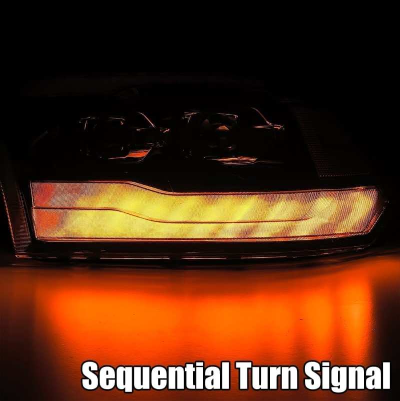 AlphaRex 09-18 Dodge Ram 1500 PRO-Series Projector Headlights Plank Style Alpha Blk w/Seq Signal/DRL - GTR Auto