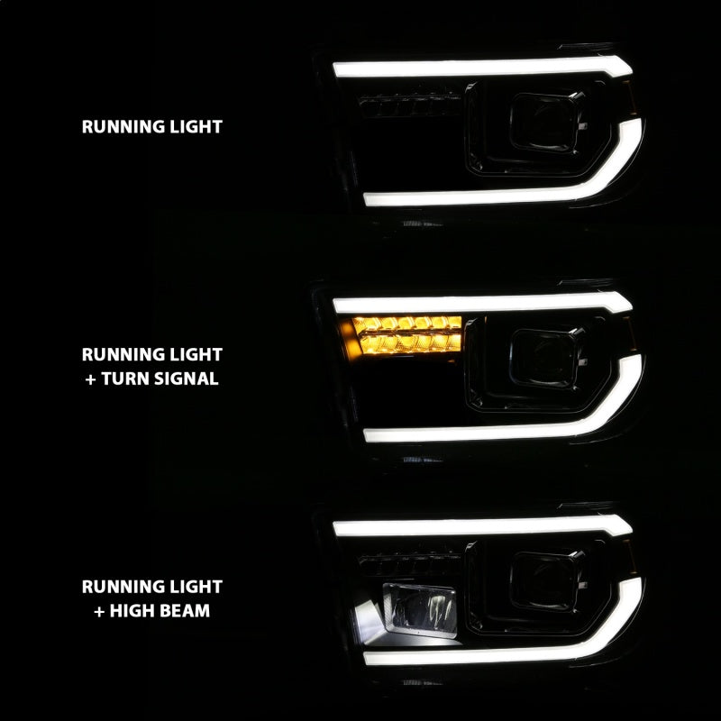 ANZO 2007-2014 Toyota Tundra Projector Light Bar H.L Black Amber(Led High Beam) (Halogen Version) - GTR Auto