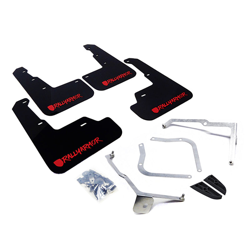 Rally Armor 15-21 Subaru WRX/STI Black UR Mud Flap w/Red Altered Font Logo - GTR Auto