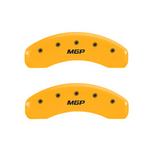 Load image into Gallery viewer, MGP Rear set 2 Caliper Covers Engraved Rear MGP Yellow finish black ch 25049RMGPYL